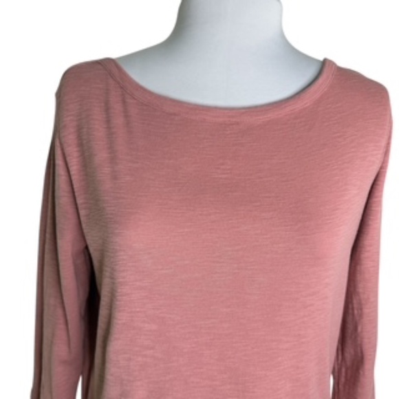 Kirkland Boat Neck White 3/4 Sleeve Slub Rose Colored Tee-Shirt Size M - Picture 2 of 6